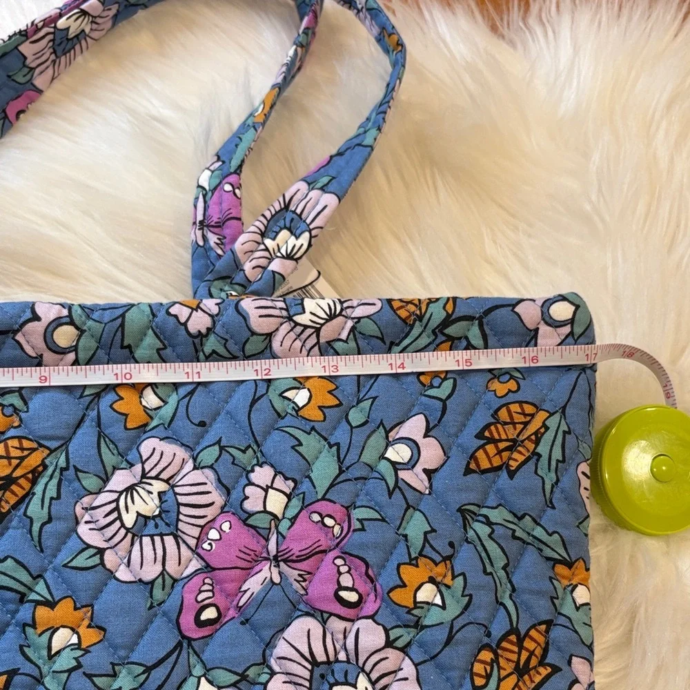 Vera Bradley Small East West Blue Quilted Floral & Butterfly Tote